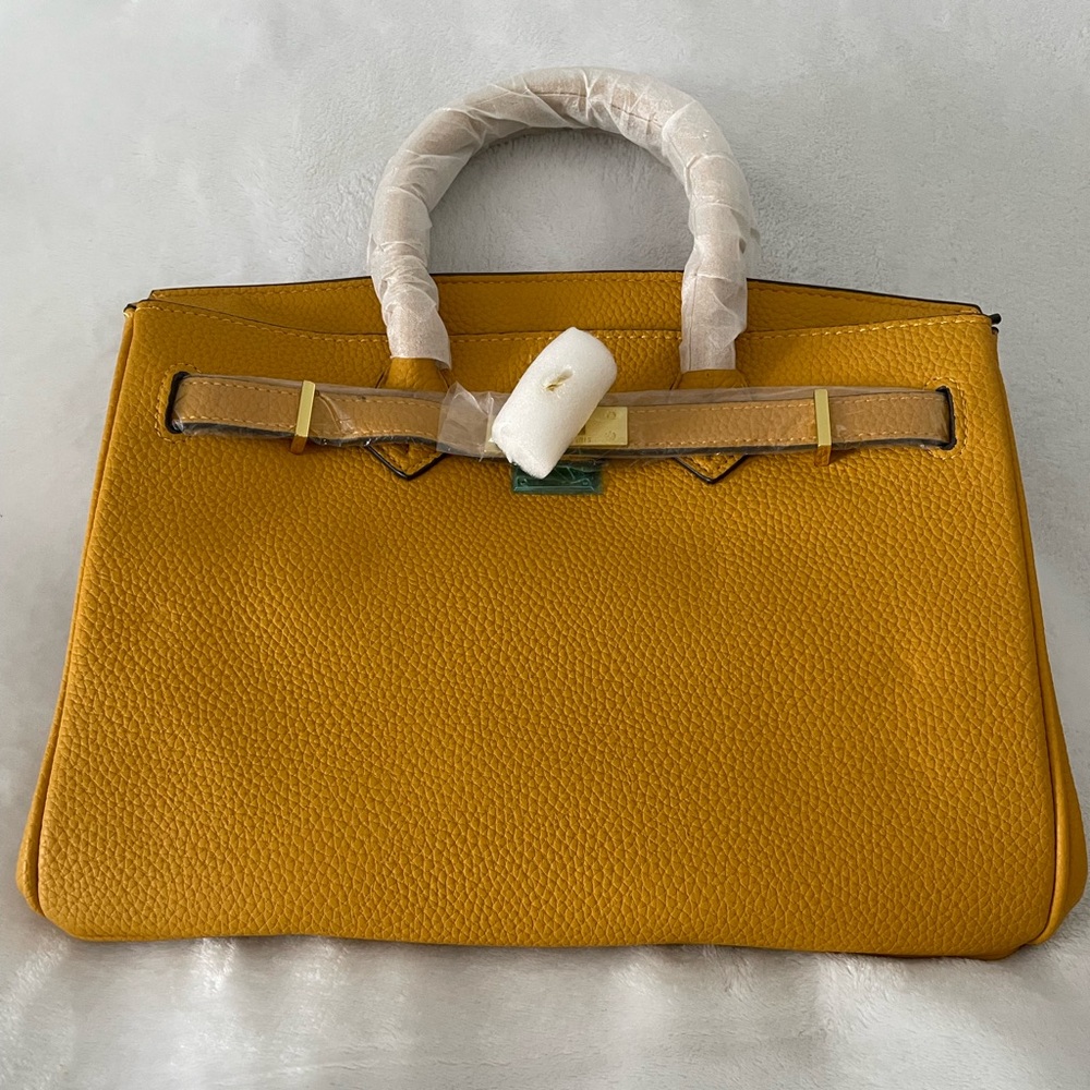 Elegant Yellow faux Leather Handbag